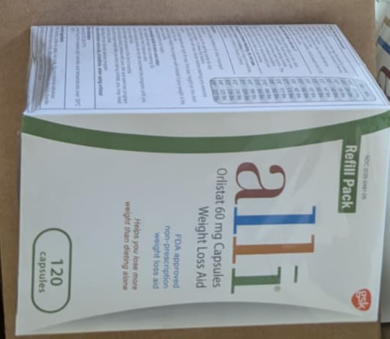 Alli Orlistat 60mg Capsules Weight Loss Aid – 120 Count Refill Pack