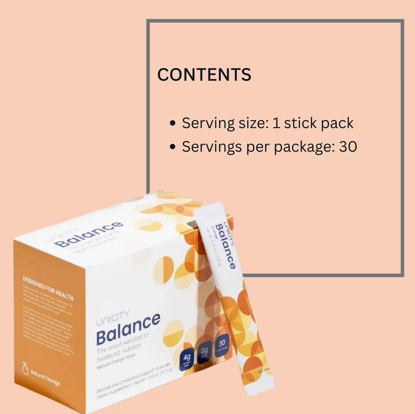 Unicity Balance Natural Orange — Pack of 4 (120 Packets)