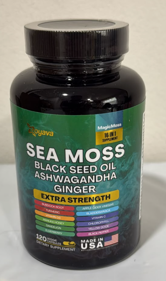 Zoyava MagicMoss Sea Moss 16-in-1 Extra Strength – 120 Veggie Capsules