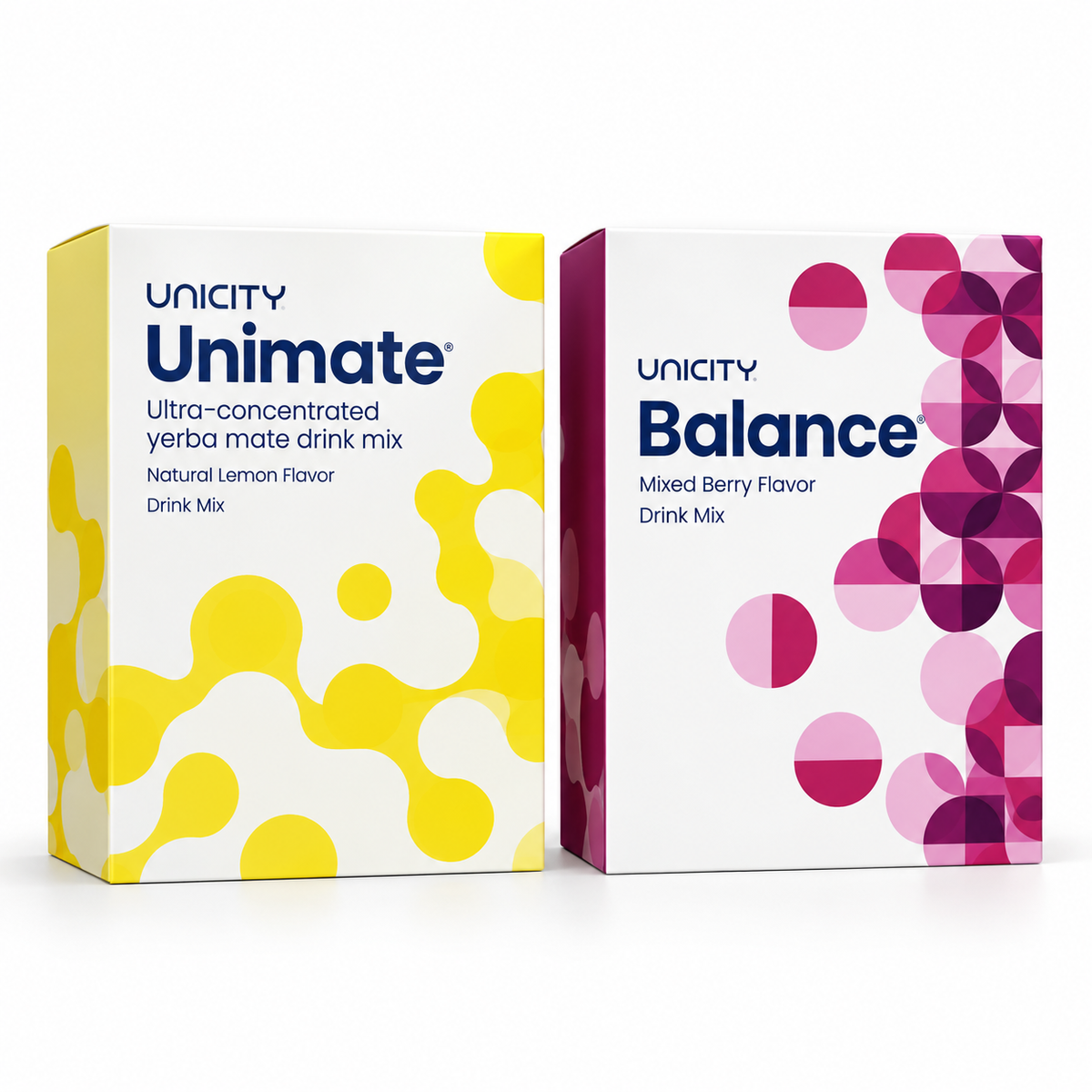 Unicity Unimate Lemon Ginger + Balance Mixed Berry Mixed Pack – 2 Boxes