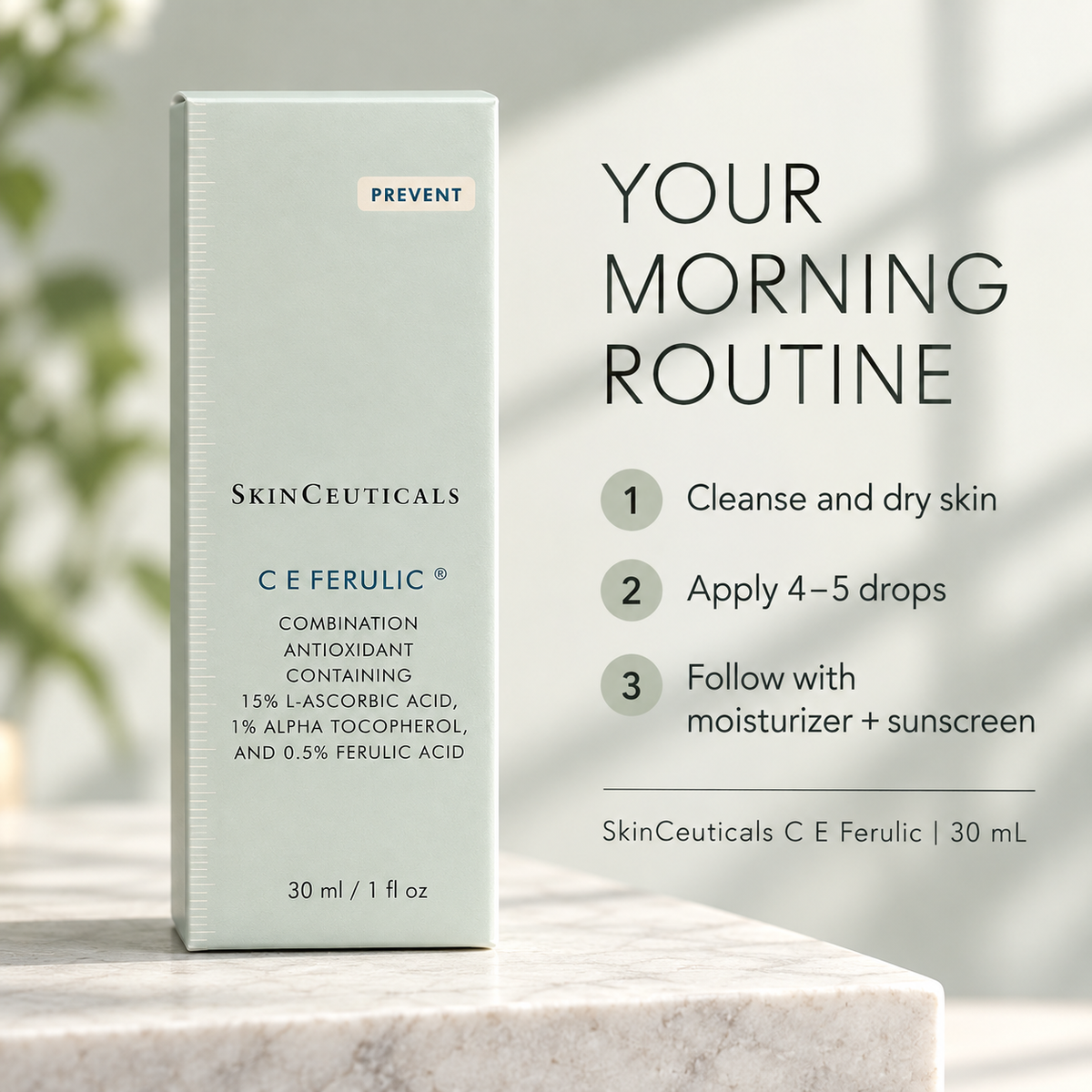SkinCeuticals C E Ferulic Vitamin C Serum – 15% L-Ascorbic Acid, 1 fl oz / 30 mL
