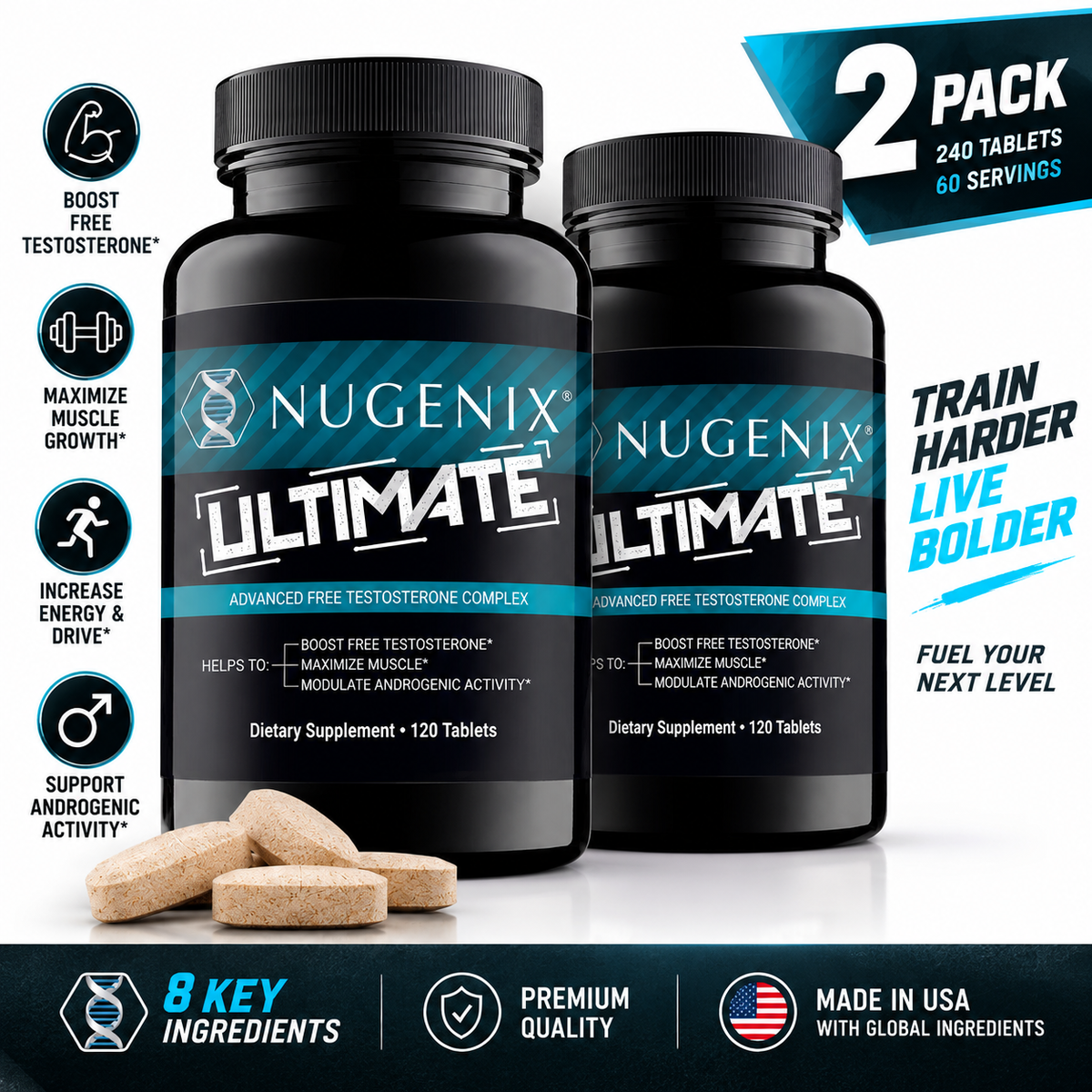 Nugenix Ultimate Testosterone 120 Ct, PACK OF 2