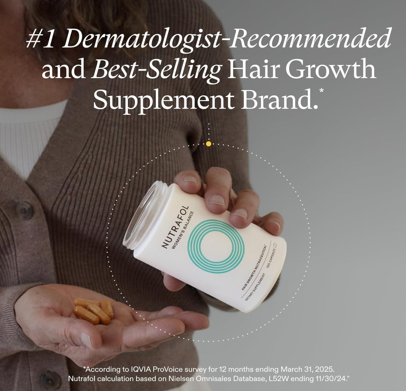 Nutrafol Women's Balance Hair Growth Supplements, Ages 45 and Up, Clinically Proven for Visibly Thicker Hair and Scalp Coverage, Dermatologist Recommended - 1 Month Supply