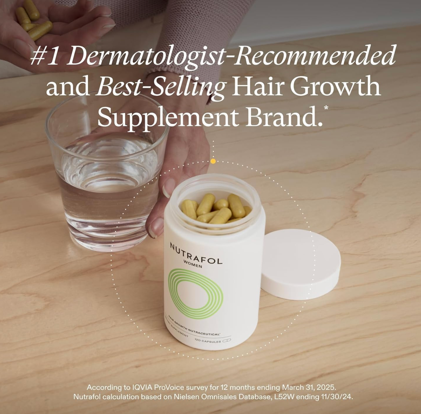 Nutrafol Women's Hair Growth Supplements, Ages 18-44, Clinically Proven for Visibly Thicker and Stronger Hair, Dermatologist Recommended - 1 Month Supply