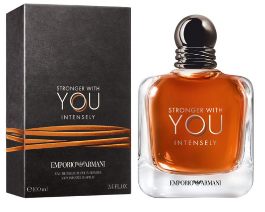 Armani Beauty - Stronger With You Intensely 100ml/ 3.4oz - Cologne for Men - Fougère Ambery Woody Men’s Fragrance - Pink Pepper, Lavender, Vanilla Notes