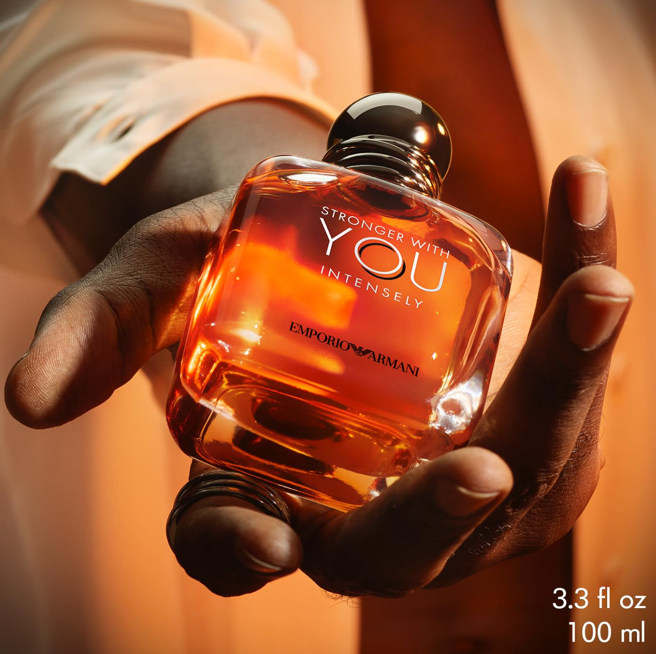 Armani Beauty - Stronger With You Intensely 100ml/ 3.4oz - Cologne for Men - Fougère Ambery Woody Men’s Fragrance - Pink Pepper, Lavender, Vanilla Notes