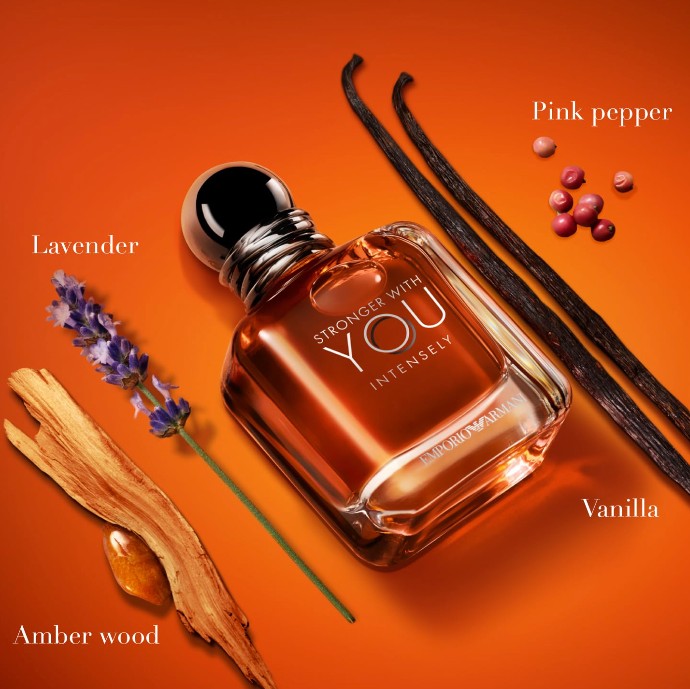 Armani Beauty - Stronger With You Intensely 100ml/ 3.4oz - Cologne for Men - Fougère Ambery Woody Men’s Fragrance - Pink Pepper, Lavender, Vanilla Notes