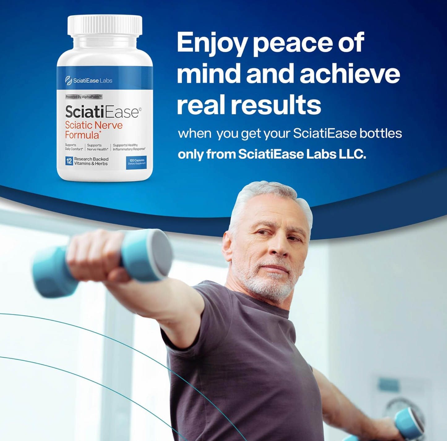 SciatiEase Sciatic Nerve Health Support Supplement - Nerve Support Formula 300mg - 3 Bottles