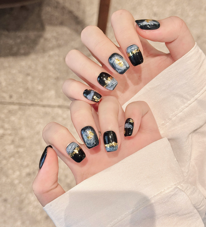 Short Coffin French Full Cover Acrylic Nails Press on Nails pink Smudge Handmade Nails Design 10 pcs