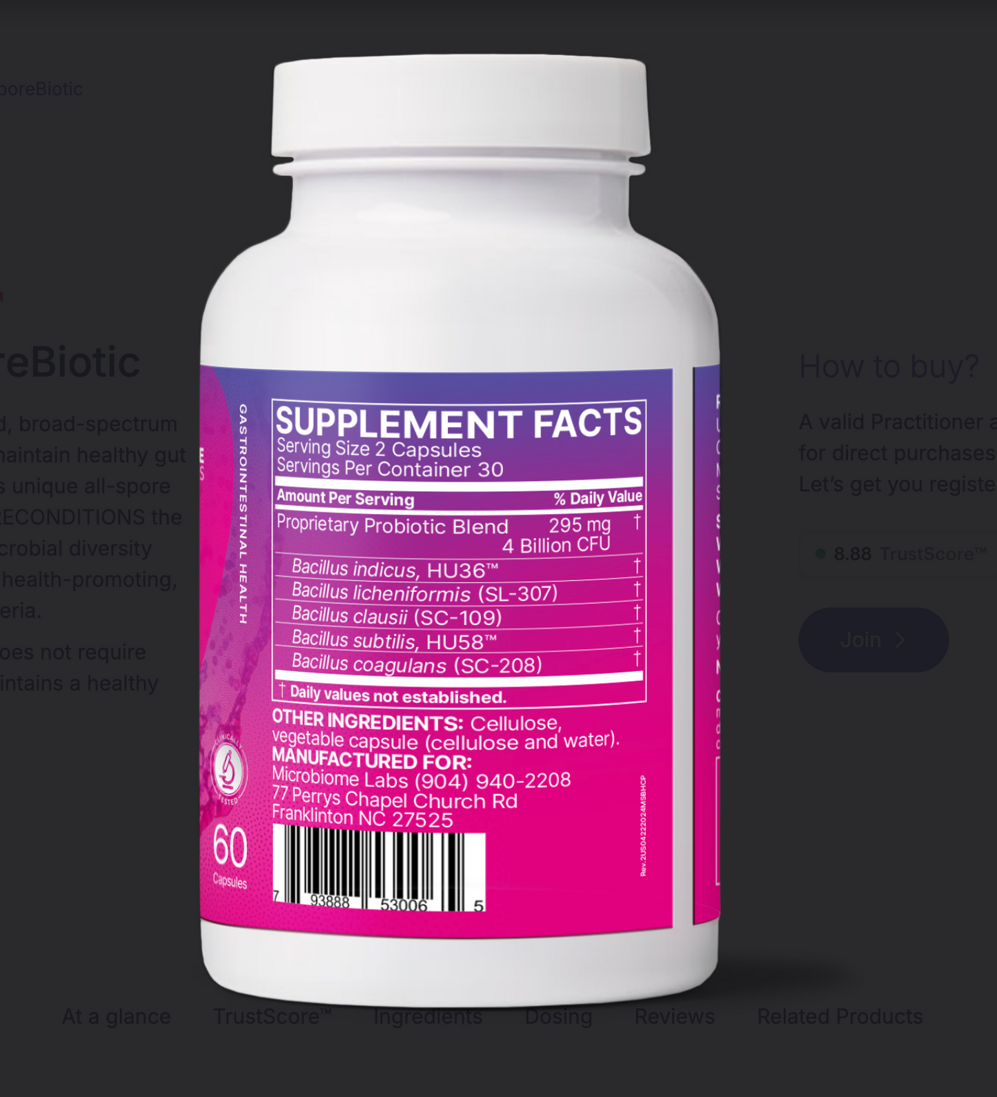 MegaSporeBiotic 60 Capsules.