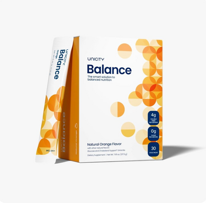 Unicity Balance Natural Orange—Stay Full Longer by slowing Carbohydrate Absorption (30 Packets)
