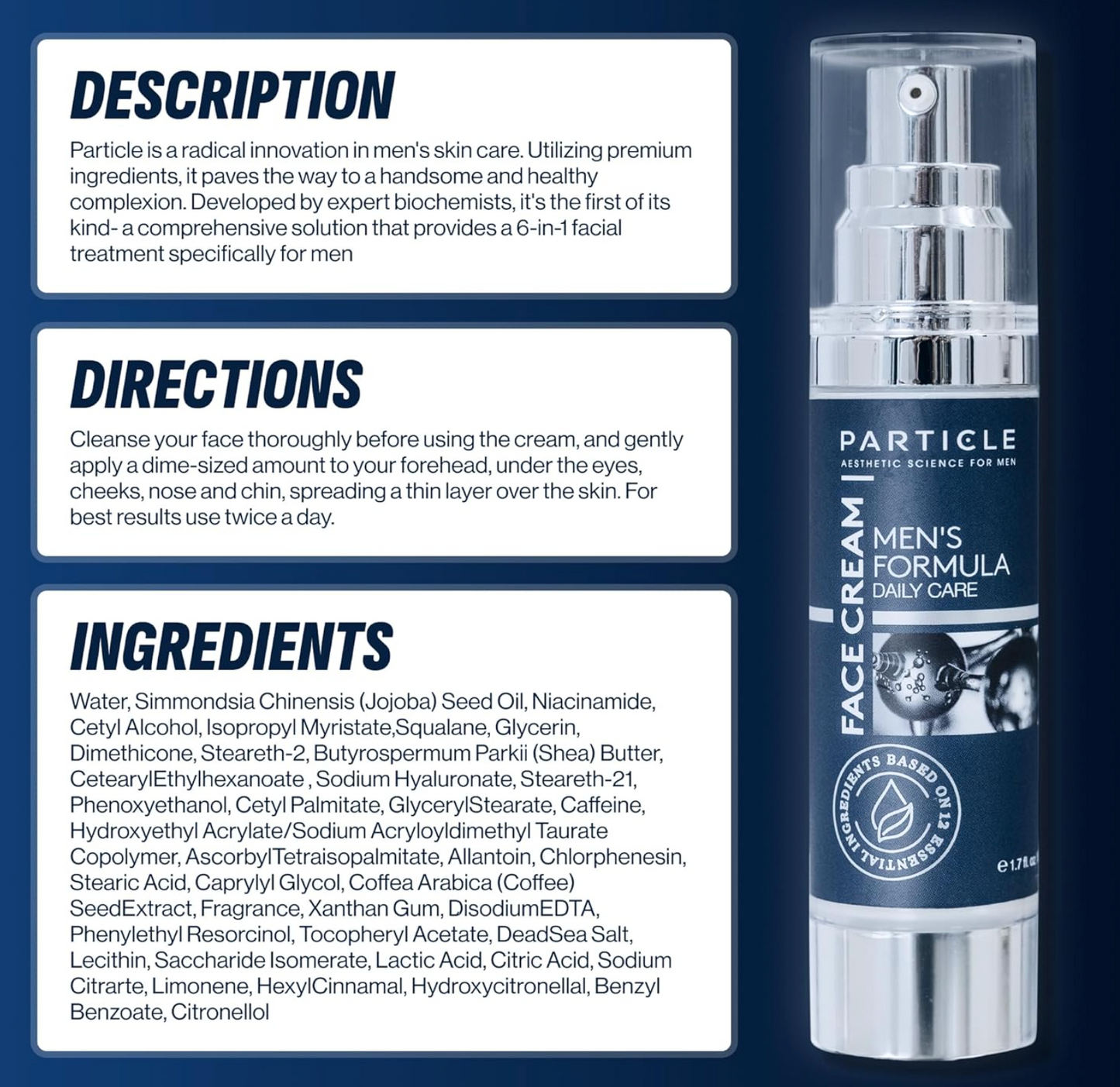 Particle FACE CREAM Men's Formula 6 in 1 Anti-Aging Moisturizer 1.7oz