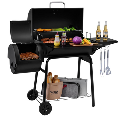 Charcoal Grill and Offset Smoker, 823 Square Inch cooking surface, Outdoor for Camping