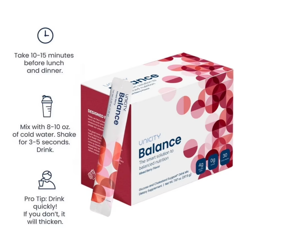 Unicity Drink Mix Trio Pack, Orange Balance, Lemon Unimate & Mixed Berry Balance, 90 Sachets