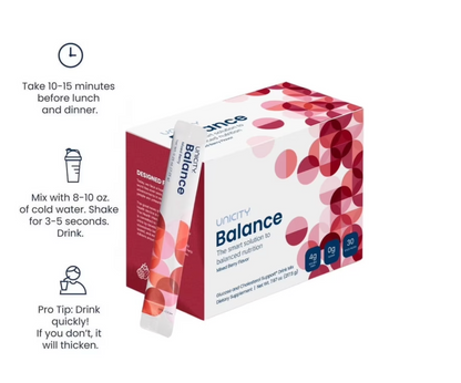 Unicity Drink Mix Trio Pack, Orange Balance, Lemon Unimate & Mixed Berry Balance, 90 Sachets