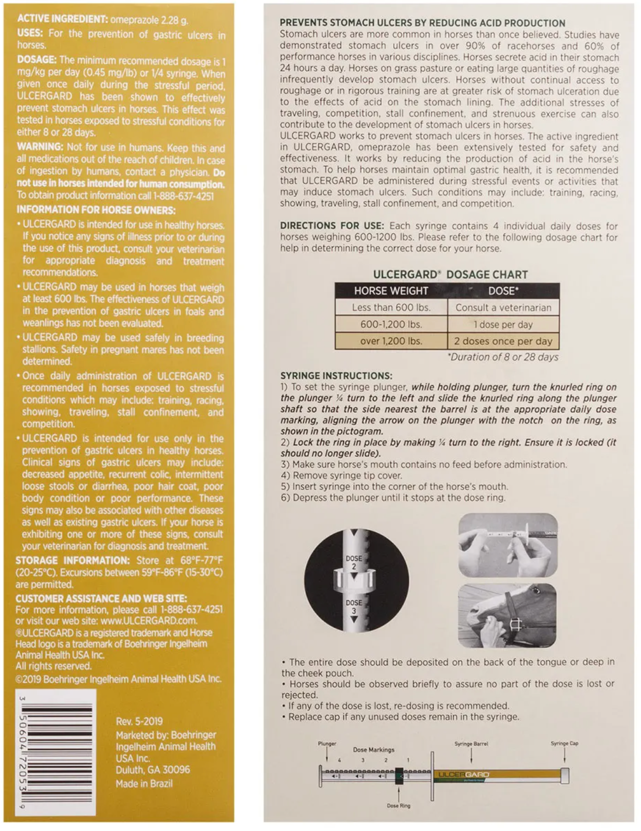 6 Pack Ulcergard (Omeprazole) Oral Paste Syringe (13.68 Gm)