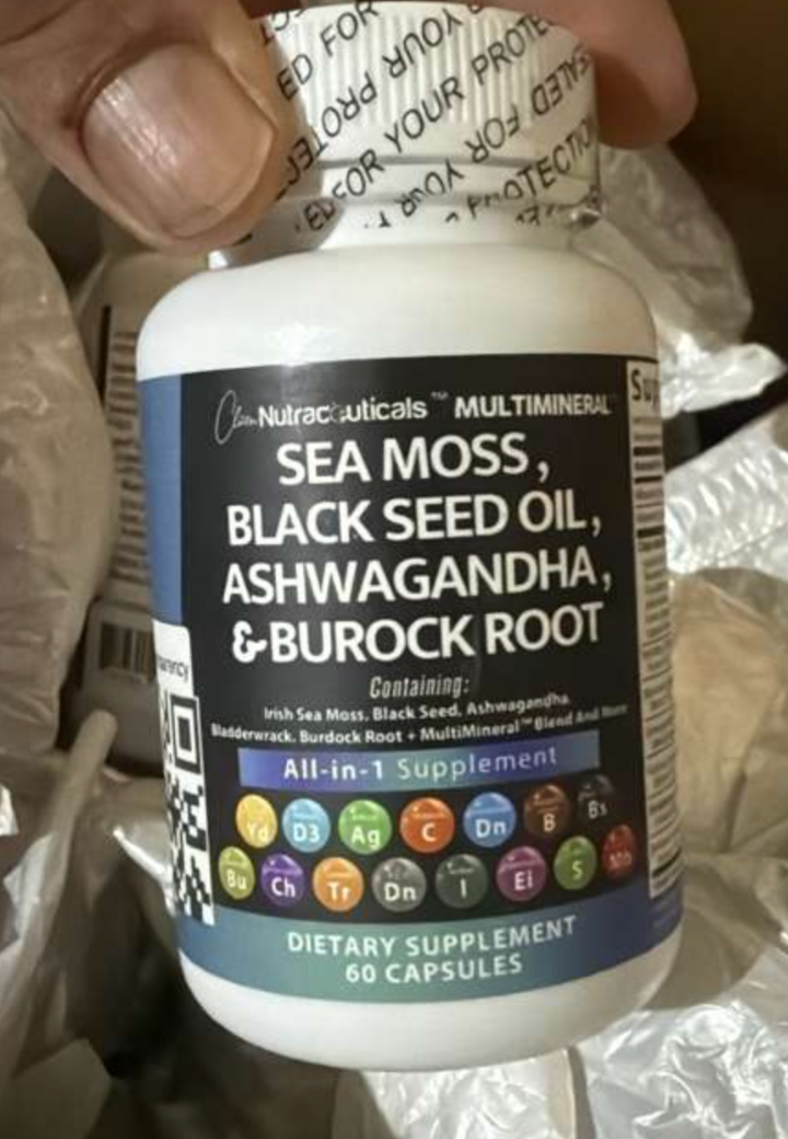 Sea Moss, Black Seed Oil, Ashwagandha & Burdock Root Capsules – All-in-1 Multimineral Supplement | 60 Capsules