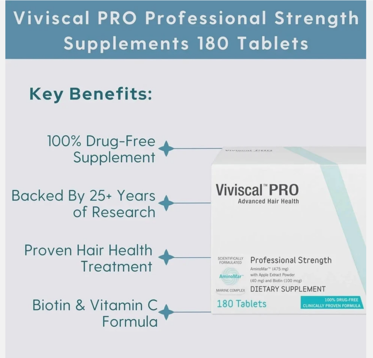 Viviscal Pro Advanced Hair Growth Supplement - Pack of 6 (1080 Tablets)