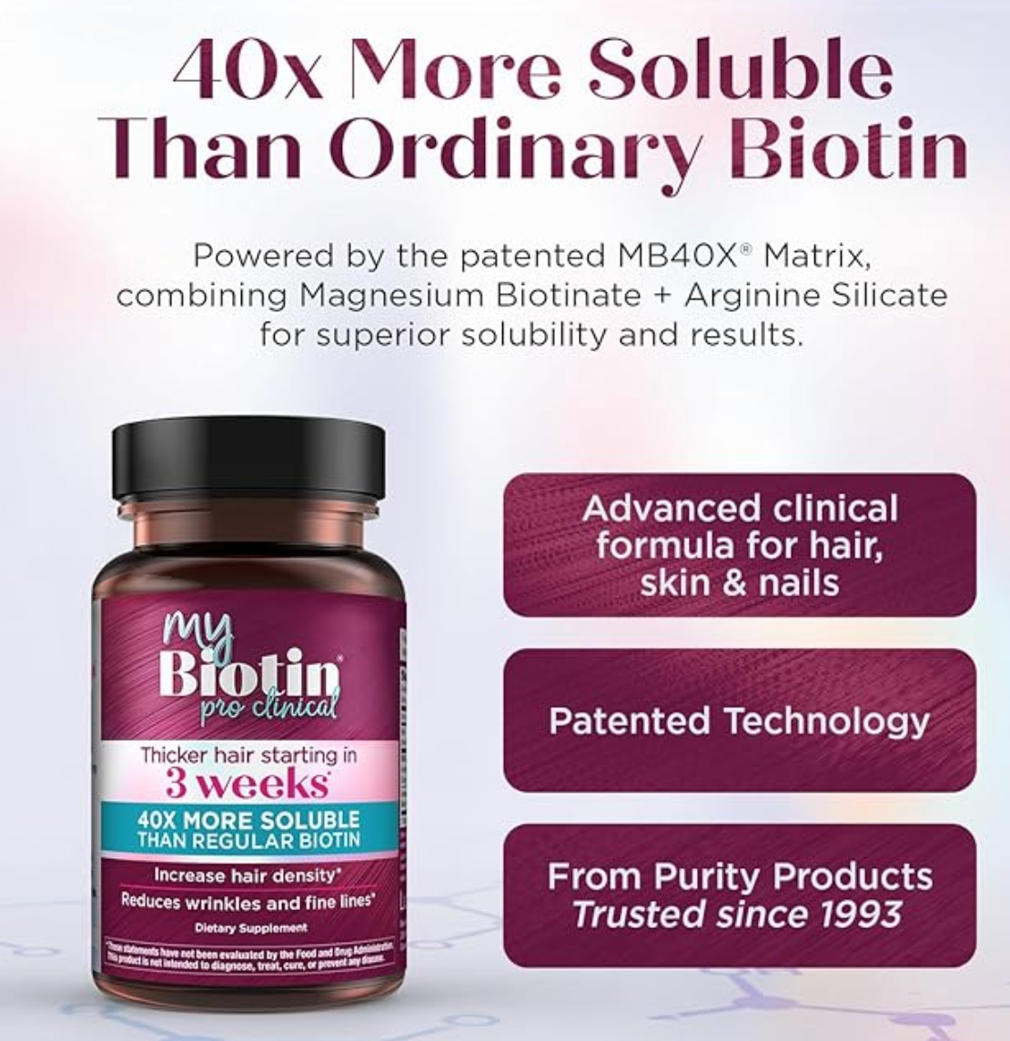 My Biotin Pro Clinical™ – Thicker Hair in 3 Weeks | 30 Vegetarian Capsules (Pack of 2)