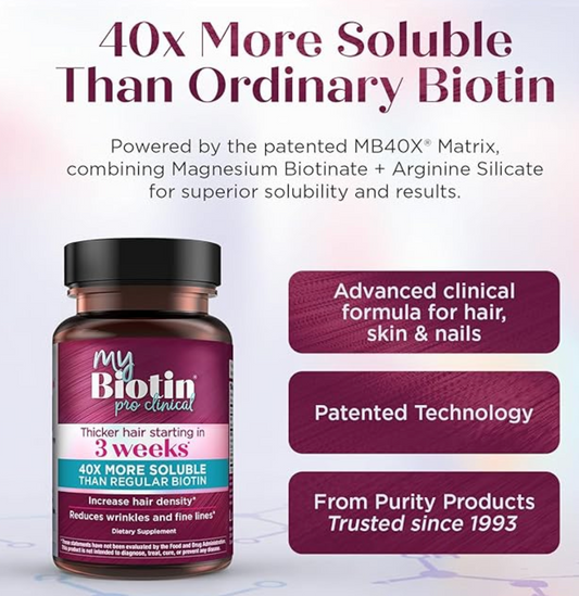 My Biotin Pro Clinical™ – Thicker Hair in 3 Weeks | 30 Vegetarian Capsules (Pack of 1)