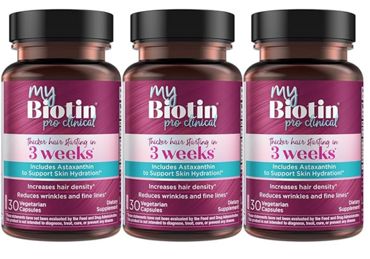 My Biotin Pro Clinical™ – Thicker Hair in 3 Weeks | 30 Vegetarian Capsules (Pack of 3)