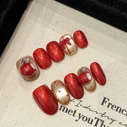 Short Coffin French Full Cover Acrylic Nails Press on Nails pink Smudge Handmade Nails Design 10 pcs
