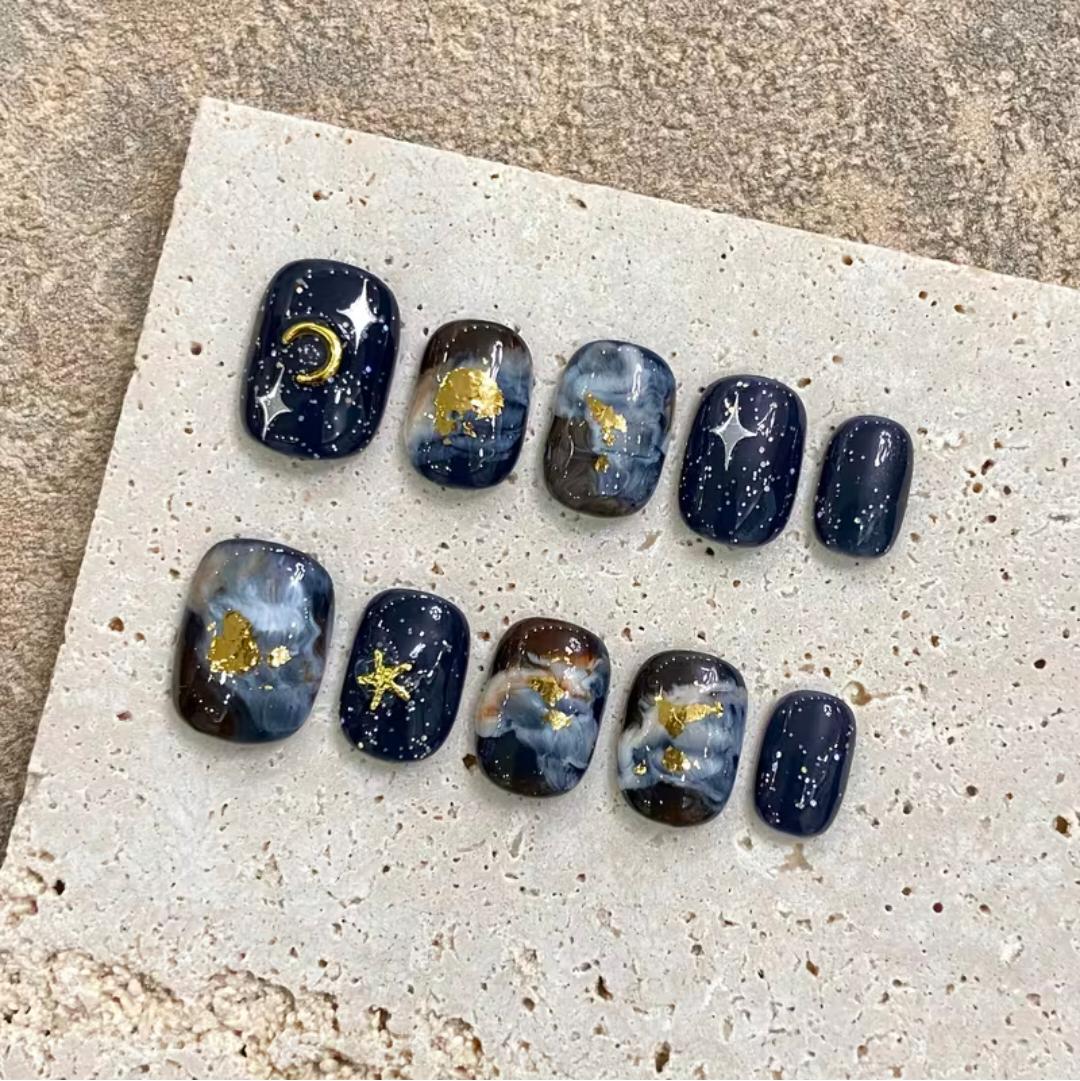 Short Coffin French Full Cover Acrylic Nails Press on Nails pink Smudge Handmade Nails Design 10 pcs