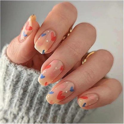 Short Coffin French Full Cover Acrylic Nails Press on Nails pink Smudge Handmade Nails Design 10 pcs