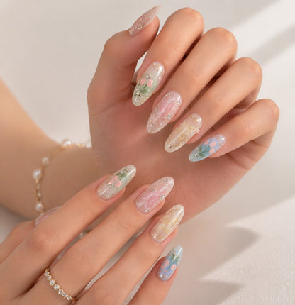 Short Coffin French Full Cover Acrylic Nails Press on Nails pink Smudge Handmade Nails Design 10 pcs