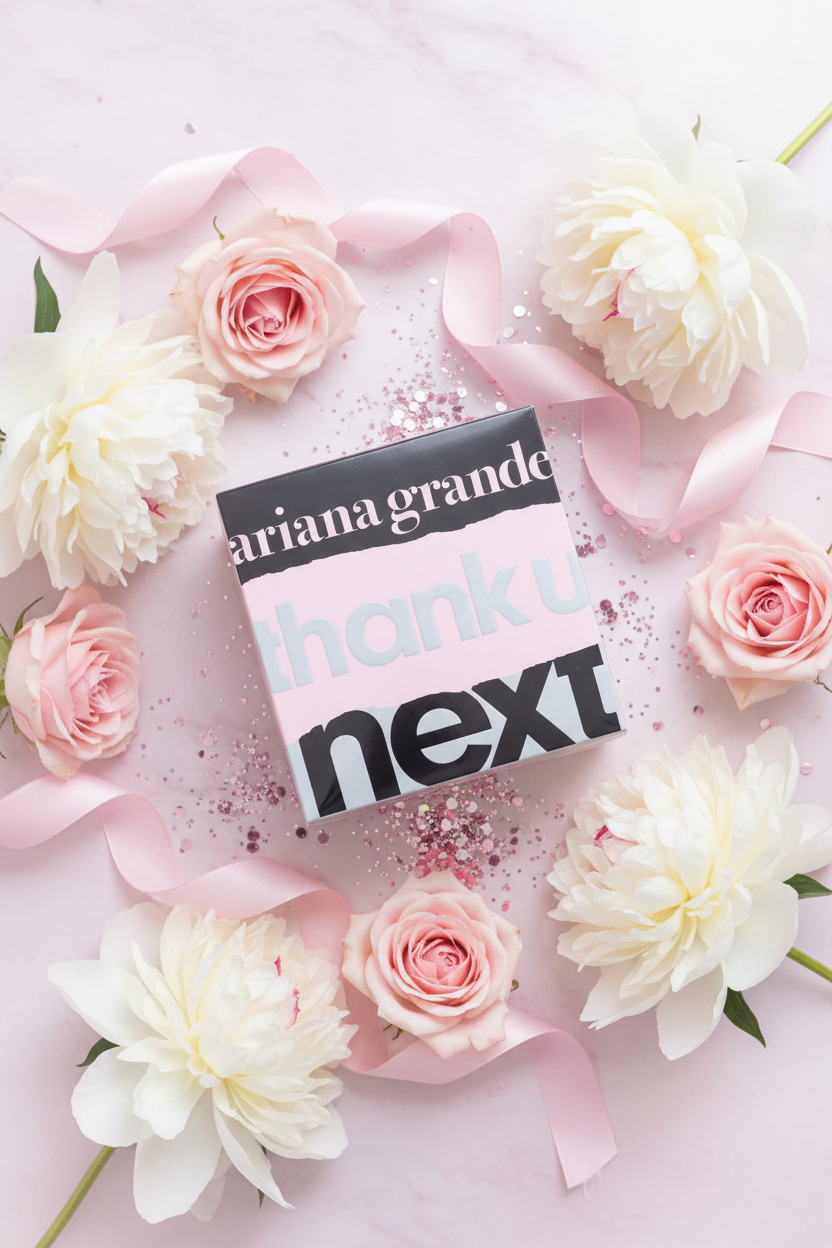Ariana Grande Thank U Next dreamy pink lifestyle photo
