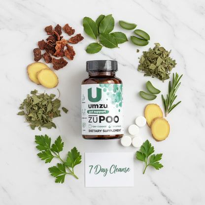 UmZu ZuPoo natural ingredients flat lay
