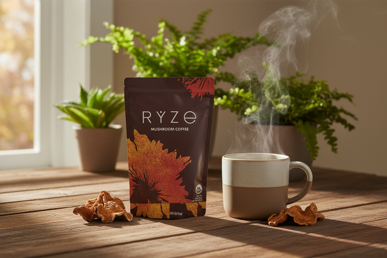 RYZE Mushroom Coffee morning lifestyle photo