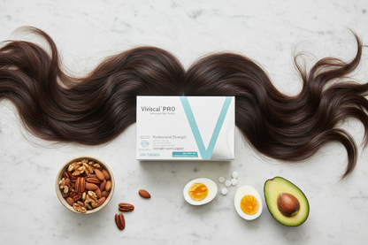 Viviscal PRO hair growth supplement lifestyle photo with healthy hair
