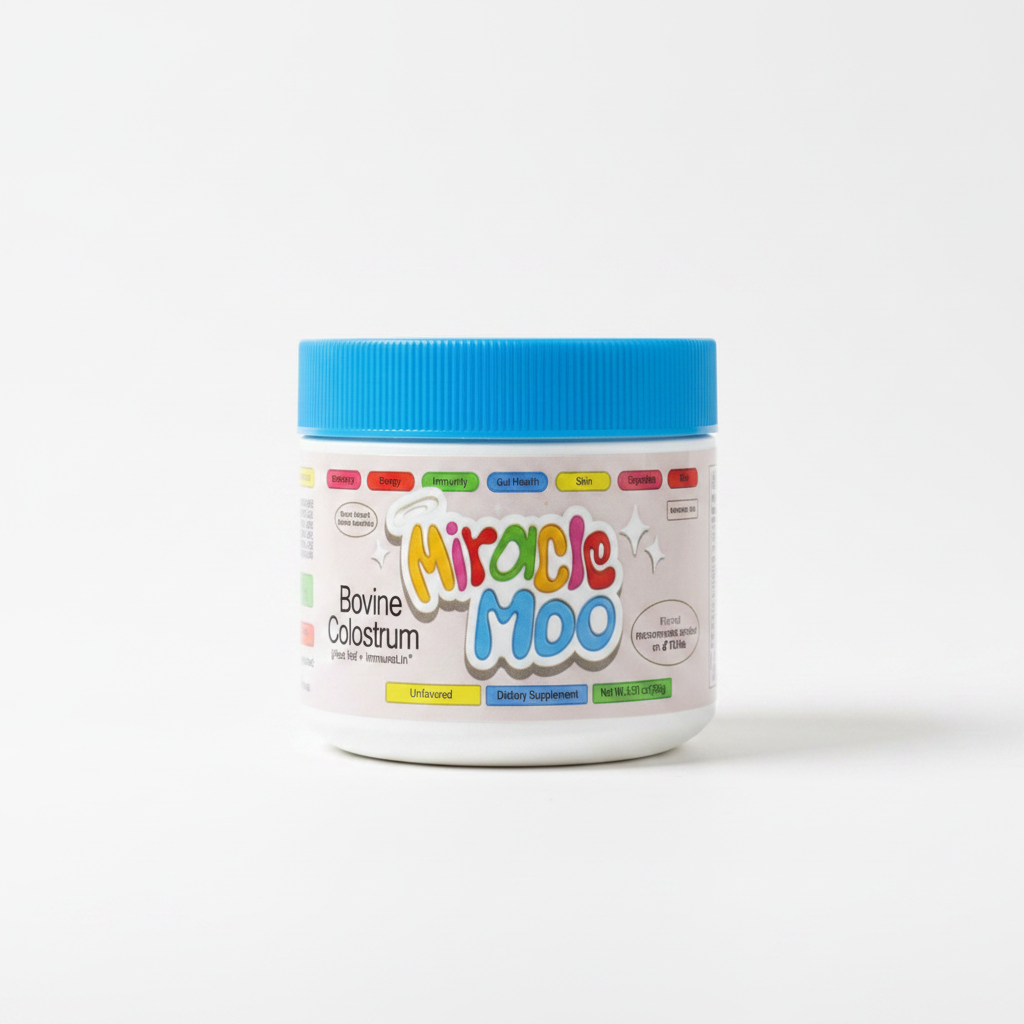 Miracle Moo Bovine Colostrum jar studio product photo