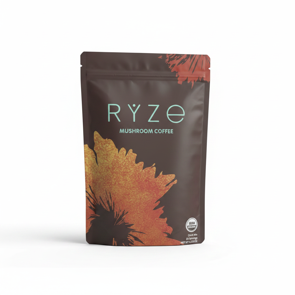 RYZE Mushroom Coffee studio product photo