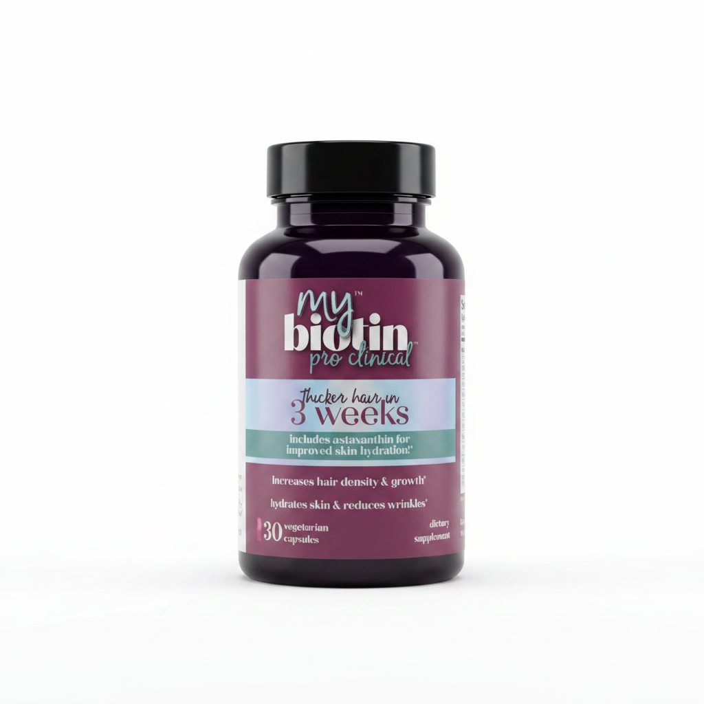 My Biotin Pro Clinical supplement bottle studio photo