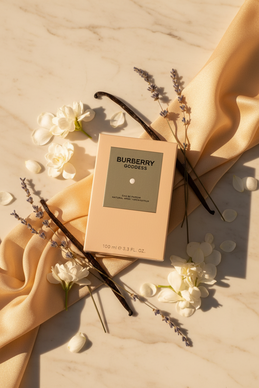Burberry Goddess warm vanilla lifestyle editorial photo