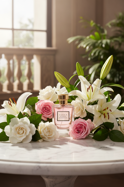 Gucci Flora Gorgeous Gardenia dreamy garden lifestyle photo