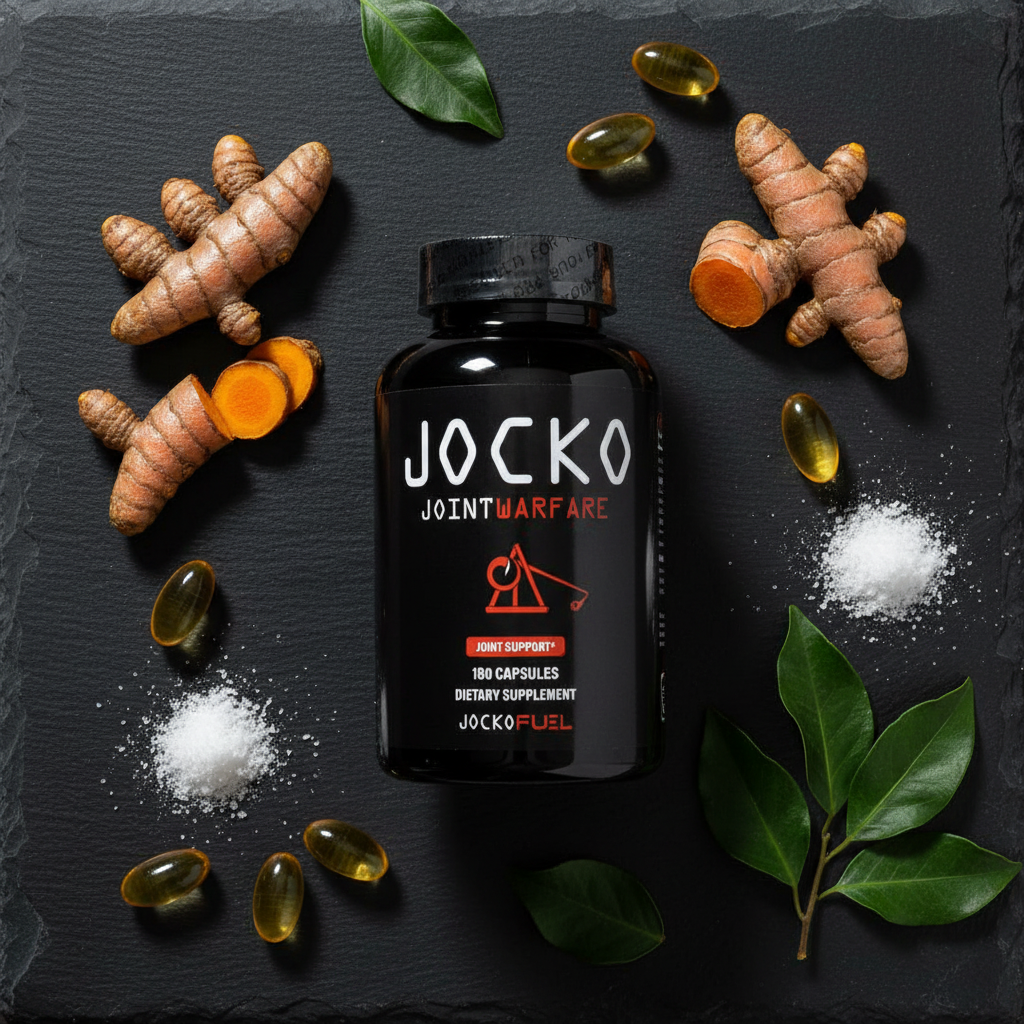 Jocko Joint Warfare flat lay with joint health ingredients