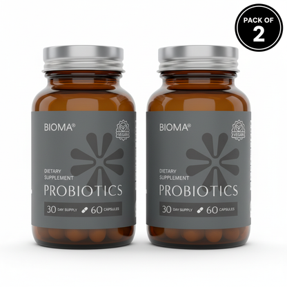 BIOMA Probiotics vegan gut health supplement Pack of 2 bottles